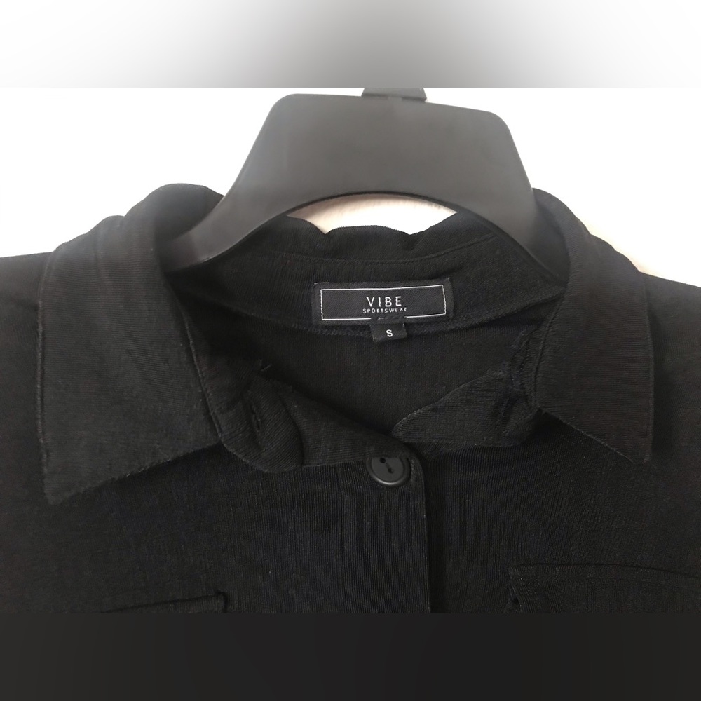 women's collared sports t shirt short sleeve black - Picture 4 of 8